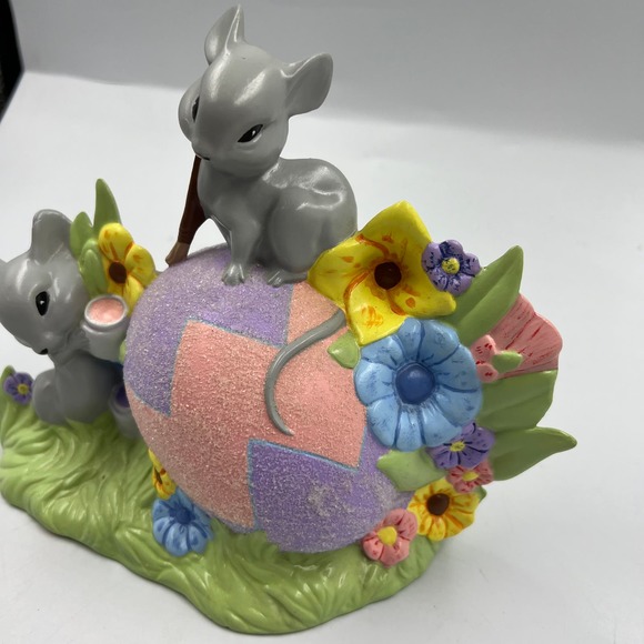 Vintage Ceramic Handmade Easter Egg Mice Spring Decor Shelf Sitter Figurine 80's - Picture 4 of 13